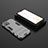 Silicone Matte Finish and Plastic Back Cover Case with Stand KC2 for Vivo iQOO U3x 5G Gray