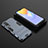 Silicone Matte Finish and Plastic Back Cover Case with Stand KC2 for Vivo Y31 (2021) Blue