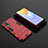 Silicone Matte Finish and Plastic Back Cover Case with Stand KC2 for Vivo Y51 (2021) Red