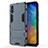 Silicone Matte Finish and Plastic Back Cover Case with Stand KC2 for Xiaomi Redmi 9AT Blue