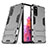 Silicone Matte Finish and Plastic Back Cover Case with Stand KC3 for Samsung Galaxy S20 FE (2022) 5G