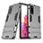 Silicone Matte Finish and Plastic Back Cover Case with Stand KC3 for Samsung Galaxy S20 FE 4G Gray