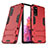 Silicone Matte Finish and Plastic Back Cover Case with Stand KC3 for Samsung Galaxy S20 FE 4G Red