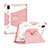 Silicone Matte Finish and Plastic Back Cover Case with Stand L04 for Apple iPad Mini 6 Pink