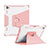 Silicone Matte Finish and Plastic Back Cover Case with Stand L04 for Apple iPad Pro 12.9 (2022) Pink