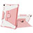 Silicone Matte Finish and Plastic Back Cover Case with Stand L04 for Apple New iPad 9.7 (2017) Pink