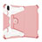 Silicone Matte Finish and Plastic Back Cover Case with Stand L05 for Apple iPad Mini 6 Pink