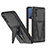 Silicone Matte Finish and Plastic Back Cover Case with Stand MQ1 for Samsung Galaxy A02 Black
