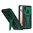 Silicone Matte Finish and Plastic Back Cover Case with Stand MQ1 for Samsung Galaxy A10s Green