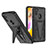 Silicone Matte Finish and Plastic Back Cover Case with Stand MQ1 for Samsung Galaxy A11 Black