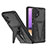 Silicone Matte Finish and Plastic Back Cover Case with Stand MQ1 for Samsung Galaxy A32 5G Black