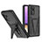 Silicone Matte Finish and Plastic Back Cover Case with Stand MQ1 for Samsung Galaxy A52s 5G Black