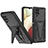 Silicone Matte Finish and Plastic Back Cover Case with Stand MQ1 for Samsung Galaxy F12 Black