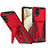 Silicone Matte Finish and Plastic Back Cover Case with Stand MQ1 for Samsung Galaxy F12 Red