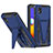 Silicone Matte Finish and Plastic Back Cover Case with Stand MQ1 for Samsung Galaxy M01 Core Blue