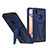 Silicone Matte Finish and Plastic Back Cover Case with Stand MQ1 for Samsung Galaxy M01s Blue