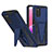 Silicone Matte Finish and Plastic Back Cover Case with Stand MQ1 for Samsung Galaxy M02s Blue