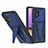 Silicone Matte Finish and Plastic Back Cover Case with Stand MQ1 for Samsung Galaxy M32 5G Blue