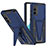 Silicone Matte Finish and Plastic Back Cover Case with Stand MQ1 for Samsung Galaxy S20 FE 5G Blue
