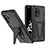 Silicone Matte Finish and Plastic Back Cover Case with Stand MQ1 for Samsung Galaxy S20 Ultra Black