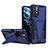 Silicone Matte Finish and Plastic Back Cover Case with Stand MQ1 for Xiaomi Poco M4 Pro 5G Blue