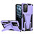 Silicone Matte Finish and Plastic Back Cover Case with Stand MQ1 for Xiaomi Poco M4 Pro 5G Purple