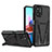 Silicone Matte Finish and Plastic Back Cover Case with Stand MQ1 for Xiaomi Poco M5S Black