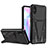 Silicone Matte Finish and Plastic Back Cover Case with Stand MQ1 for Xiaomi Redmi 9AT Black