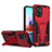 Silicone Matte Finish and Plastic Back Cover Case with Stand MQ1 for Xiaomi Redmi Note 10 4G Red