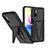 Silicone Matte Finish and Plastic Back Cover Case with Stand MQ1 for Xiaomi Redmi Note 10 5G Black