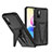 Silicone Matte Finish and Plastic Back Cover Case with Stand MQ1 for Xiaomi Redmi Note 11 SE 5G Black