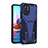 Silicone Matte Finish and Plastic Back Cover Case with Stand MQ2 for Xiaomi Redmi Note 11 SE India 4G Blue