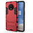 Silicone Matte Finish and Plastic Back Cover Case with Stand R01 for OnePlus 7T