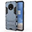 Silicone Matte Finish and Plastic Back Cover Case with Stand R01 for OnePlus 7T