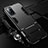 Silicone Matte Finish and Plastic Back Cover Case with Stand R01 for Oppo A52 Black