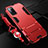 Silicone Matte Finish and Plastic Back Cover Case with Stand R01 for Oppo A52 Red