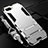 Silicone Matte Finish and Plastic Back Cover Case with Stand R01 for Oppo K1 Silver