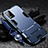 Silicone Matte Finish and Plastic Back Cover Case with Stand R01 for Realme Q3 5G Blue