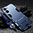 Silicone Matte Finish and Plastic Back Cover Case with Stand R01 for Realme V20 5G Blue