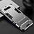 Silicone Matte Finish and Plastic Back Cover Case with Stand R01 for Samsung Galaxy A80 Silver