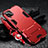 Silicone Matte Finish and Plastic Back Cover Case with Stand R01 for Samsung Galaxy F12 Red