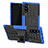 Silicone Matte Finish and Plastic Back Cover Case with Stand R01 for Samsung Galaxy Note 10 Blue