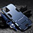 Silicone Matte Finish and Plastic Back Cover Case with Stand R01 for Vivo Y31s 5G Blue