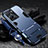 Silicone Matte Finish and Plastic Back Cover Case with Stand R01 for Vivo Y35 5G Blue