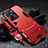 Silicone Matte Finish and Plastic Back Cover Case with Stand R01 for Vivo Y35 5G Red