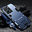 Silicone Matte Finish and Plastic Back Cover Case with Stand R01 for Vivo Y35m 5G Blue