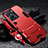 Silicone Matte Finish and Plastic Back Cover Case with Stand R01 for Vivo Y35m 5G Red