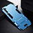 Silicone Matte Finish and Plastic Back Cover Case with Stand R02 for Samsung Galaxy Note 10 Sky Blue