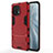 Silicone Matte Finish and Plastic Back Cover Case with Stand R02 for Xiaomi Mi 11 5G Red