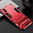 Silicone Matte Finish and Plastic Back Cover Case with Stand R03 for Xiaomi Redmi 9A Red